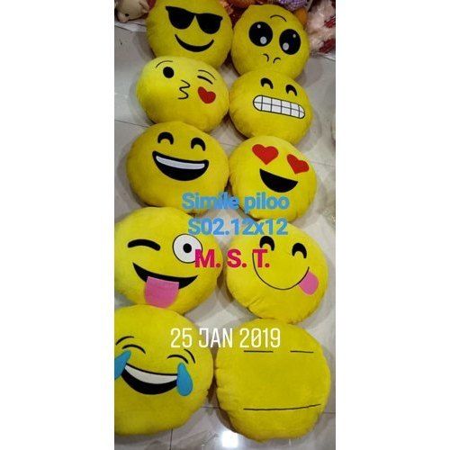 Yellow Round Emoji Stuffed Pillow