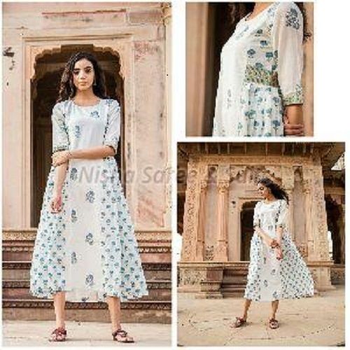 Various Colors Are Available Wrinkle Free Jaipuri Cotton Printed Kurti