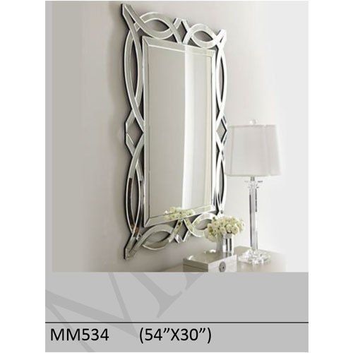 White Glass Frame Decorative Mirror