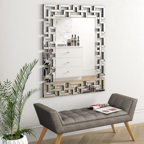 White Rectangle Glass Decorative Mirror