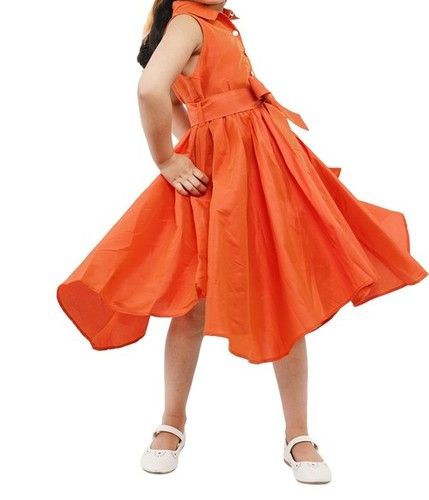 Orange Designer Silk Dress Age Group: 2-8