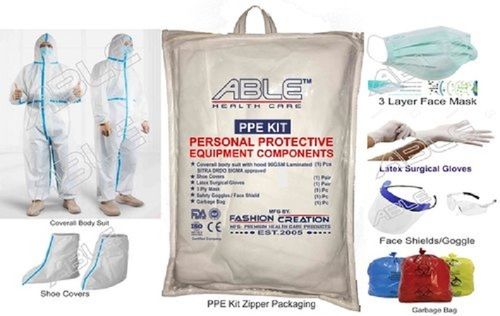 White Able 70Gsm Laminated Personal Protective Equipment Kit