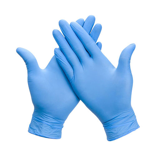 Plain Blue Color Nitrile Gloves