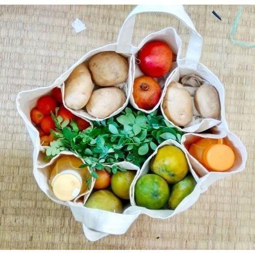 Cotton Partition Vegetable Shopping Bags