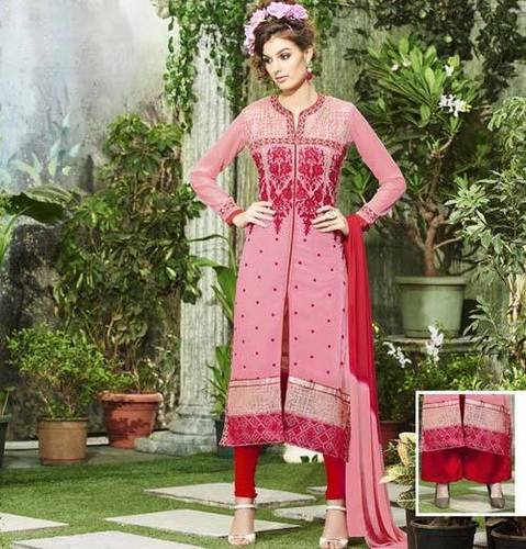 Dusty Pink Embroidered Georgette Salwar Kameez