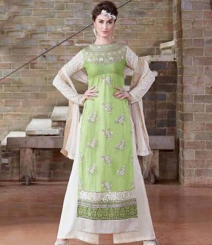 Green Embroidered Georgette Salwar Kameez