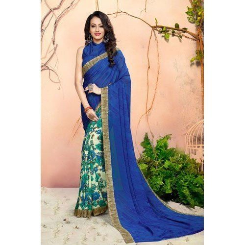 Green Ladies Fancy Georgette Printed Saree