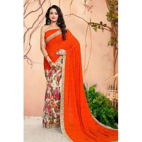 Green Ladies Stylish Georgette Saree