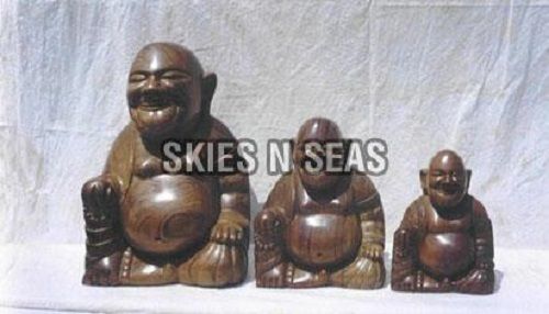 Wooden Laughing Buddha Set
