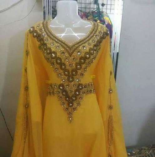 Designer Yellow Colored Farasha Kaftan