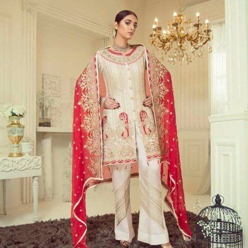 Green Ladies Embroidered Wedding Wear Suits