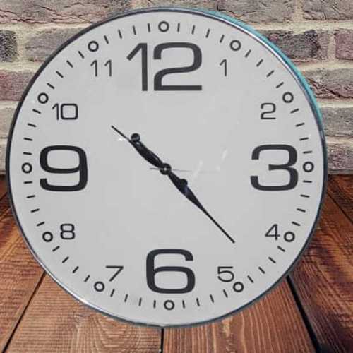 Silver And White Antique Metal Big Wall Clock