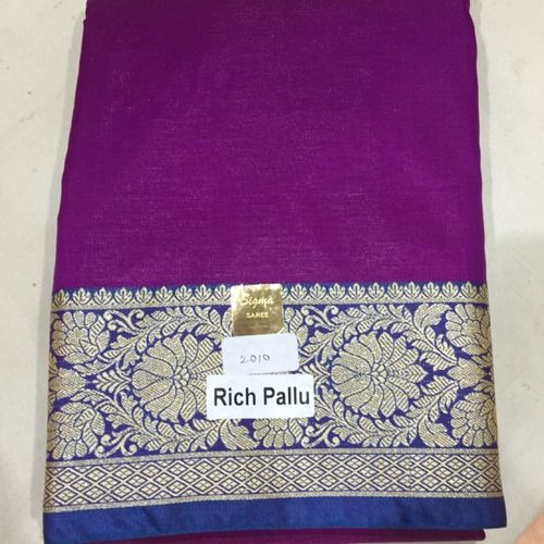 Plain Satin Silk Saree With Rich Pallu