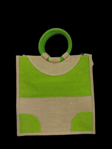 Multicolor Round Handle Jute Shopping Bag