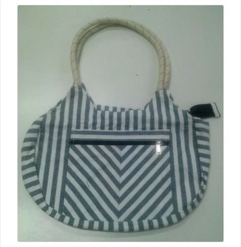 Dual Colour Ladies Cotton Bag With Fabric Rope Handle