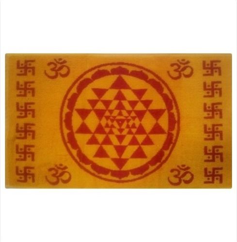 Printed Cotton Pooja Mat - Hand Washable, Bright Orange Color | Superior Quality, Fascinating Print Design, Minimal Maintenance