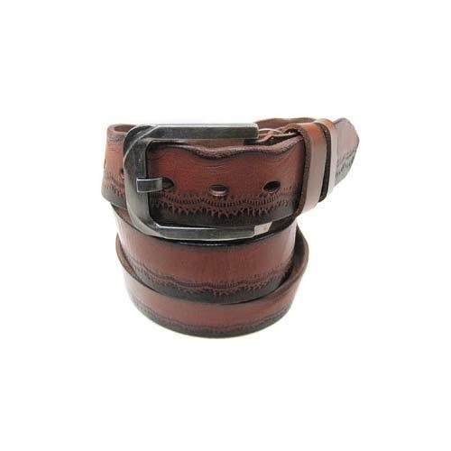 Steel Brown Leather Fashion Belt