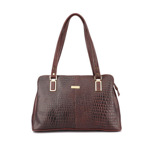 Plain Choco Brown Leather Women Handbag