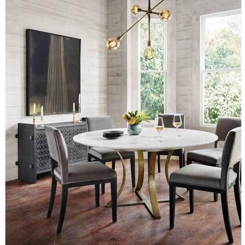 Brown, White Wooden Dining Table