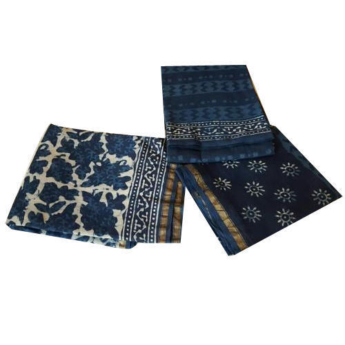 Multicolor Dabu Indigo Print Chanderi Silk Suit