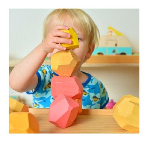 Tumi Ishi Wood Rock Block Kids Toys