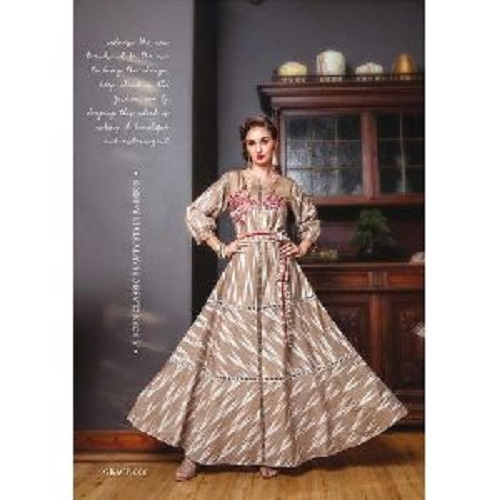 Ladies Fashionable Anarkali Kurti - Breathable Cotton, Long Sleeve, Available in Various Colors | Affluent Designs, Soft-Touch Finish, Perfect for Party Wear