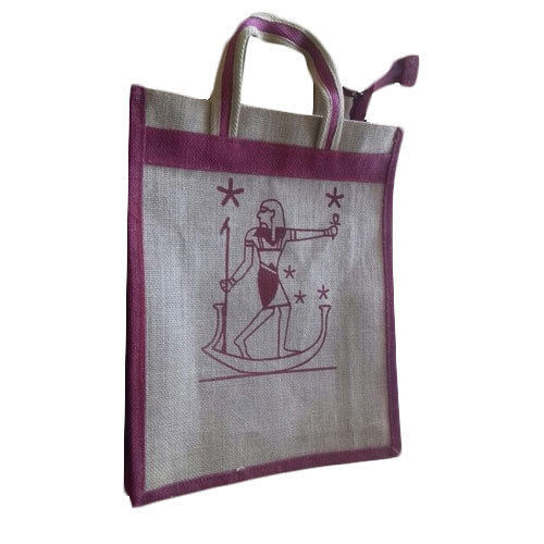 Zip Closure Printed Shopping Jute Bag