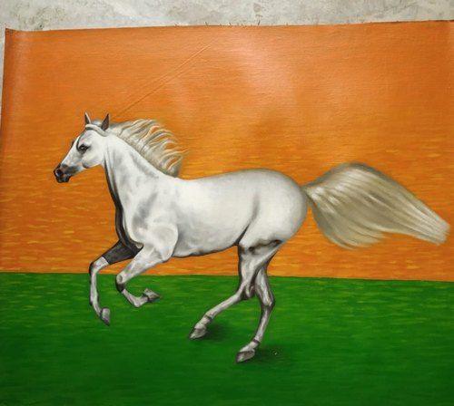 White Colored Horse Painting Size: Various Sizes Are Available