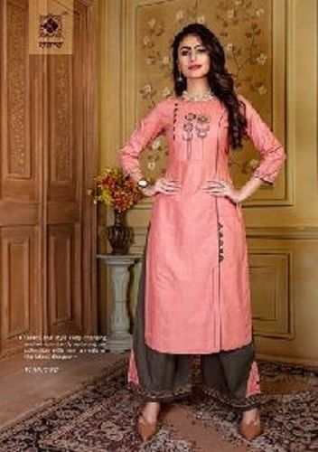 Various Colors Are Available Round Neck Kurti With Palazzo