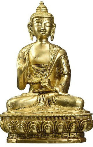 Golden  Brass Buddha Statue 10Inch