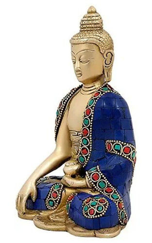 Golden Brass Buddha Statue 5 Inch