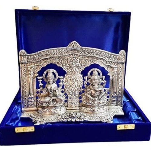 Brass Handicraft - 6 Inch Silver Plated Laxmi Ganesh Professional Carved Indian Style