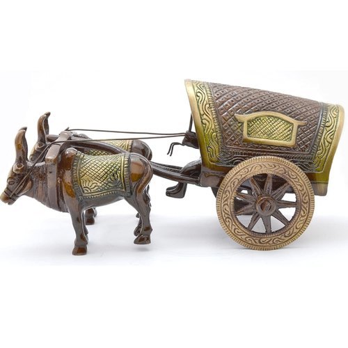 Golden Brass Bull Cart Statue - Feature: Rust Proof