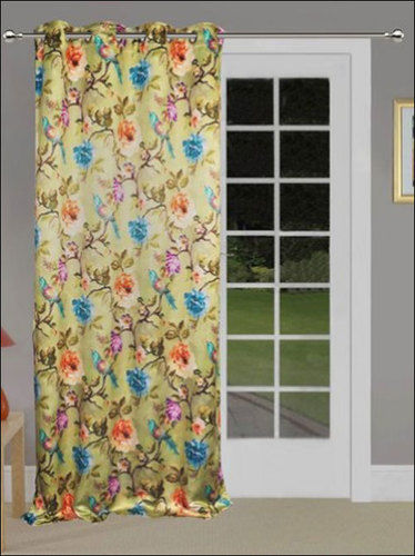 Lushomes Floral Poleyster Door Curtains With Eyelets