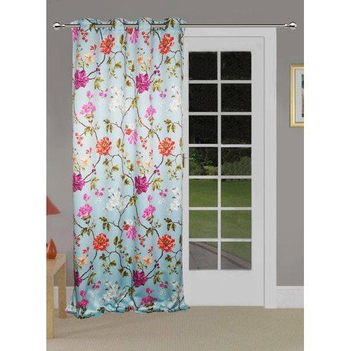 Lushomes Floral Printed Poleyster Door Curtains With Eyelets