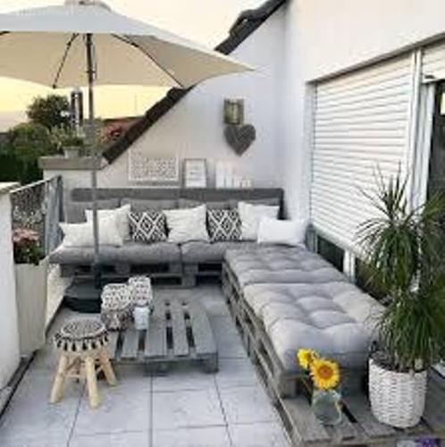 Modern Balcony Set - Waterproof Outdoor Fabric Cushions , Customizable Aluminium and Rattan Wicker Design, Folded and Unfolded Options