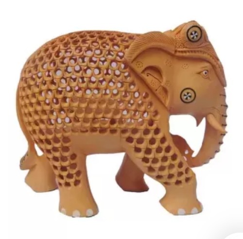 Wooden Handicraft Jali Elephant Statue - Material: Wood