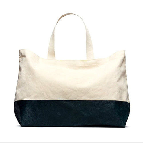 Black And White Canvas Beach Bag