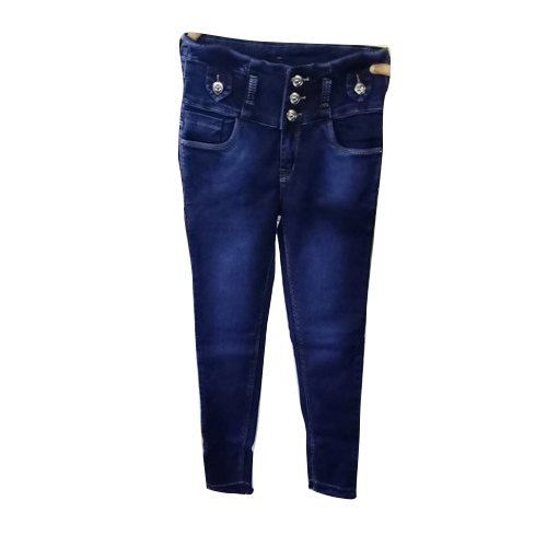 Ladies Three Button Stretchable Denim Jeans