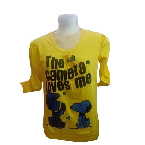 Ladies Yellow Chest Printed Top