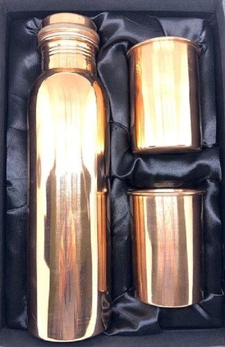 Pure Copper Bottle With Glass Set