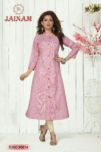 Pink Women A Line Kurti