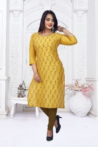 Yellow Colored Ladies Casual Kurti