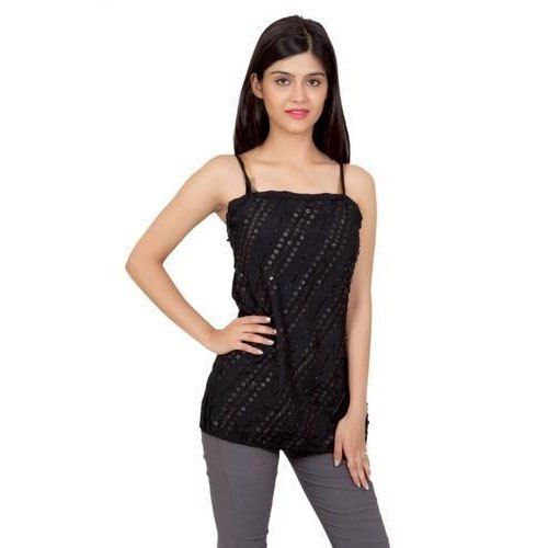 Black Ladies Party Wear Georgette Top