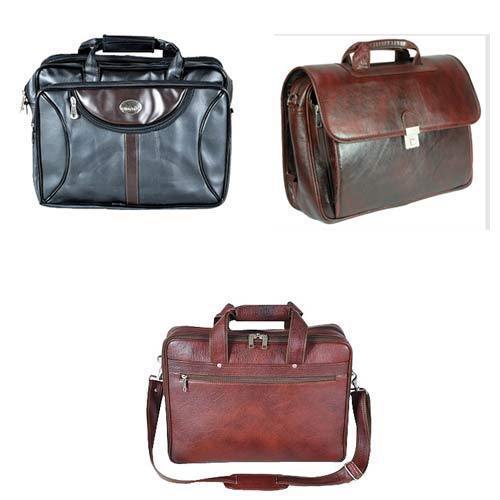 Brown And Black Waterproof Leather Portfolio Bags