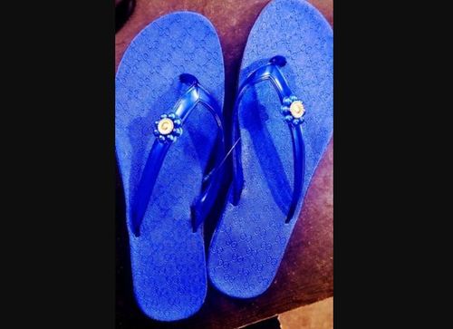 Pvc Fancy Blue Ladies Slipper