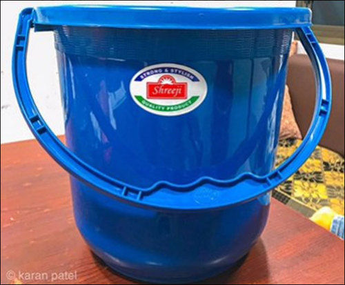 Yellow Blue Plastic Storage Bucket