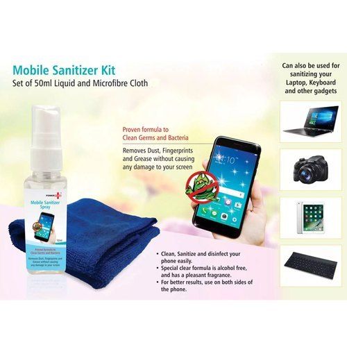 Mobile Sanitizer Kit (Set Of 50ml Liquid And Microfibre Cloth)