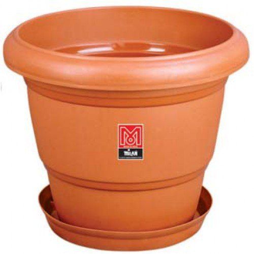 Fine Finish Large Brown Outdoor Garden Planters (24 Inch Diameter)