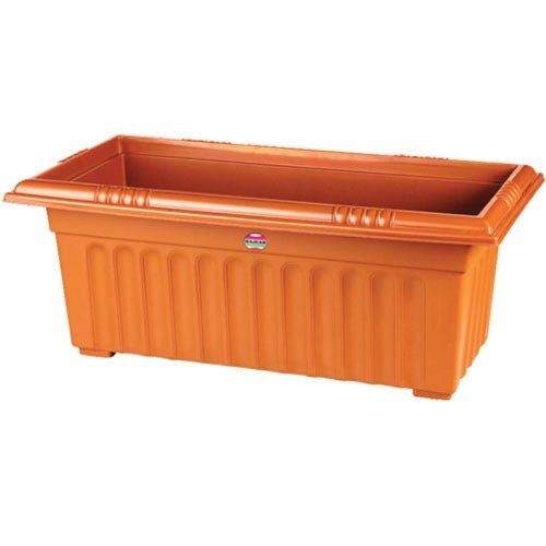 Brown Rectangular Floor Plastic Planter